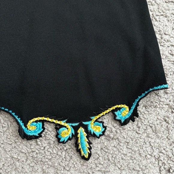 Prima Bella Black Knit Embroidered Beaded Shirt Womens L - Picture 5 of 16